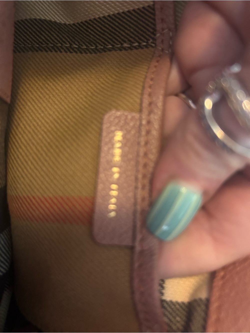 Burberry Dusty Pink Leather Satchel with Signature Check Strap - Picture 3 of 14